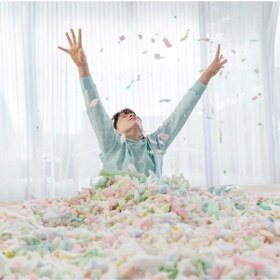 Resim Good Night 12 Renk Gök Kuşağı Puf Armut Koltuk 100x100x50cm Siyah 