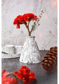 Resim Ersu Store Üçgen Modeli Tekli Mermer Desenli Dekoratif Vazo 9x7 Cm 