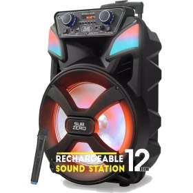 Resim Bluetooth Hoparlör Speaker Karaoke Mikrofonlu Süper Bas Hoparlör 2X30W Büyük Boy Tekerlekli 5400MAH 