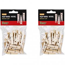 Resim Brons Ahşap Naturel Mandal Küçük Boy 24'lü Paket 2'li 