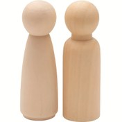Resim 2 Adet Büyük 4.7" Ahşap Pusetler DIY El İşleri ve Boyama için - Sanatsal Ahşap Figürler, İnsanlar, 12cm, Kış ve Yeni Yıl için Mükemmel 
