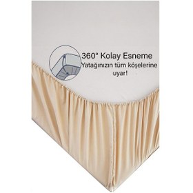 Resim Ranforce Bej Pamuklu Tek / Çift Kişilik Battal Tam Kenar Lastikli Çarşaf 14 Renk Fıtted Bej 