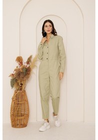 Resim Yeşil Cepli Gabardin Tulum Dm4004 Yeşil 
