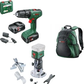 Resim Bosch Easyimpact 18V-40 2x2.0 Ah + Advancedtrimrouter 18V-8 Freze + Sırt Çantası 