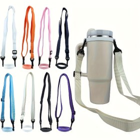 Resim 1 adet Yeni Ürün Yeni Çok Amaçlı Ayarlanabilir Su Şişesi Omuz Askısı Polyester Crossbody Çanta Çift Kulaklı Asma Halatli Cam Bardaklar ve İçecekler Kahve Bardakları Seyahat ve Dış Mekan Aktiviteleri Temel 