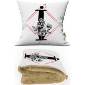 Resim İ HARFİ Baskılı Kişiye Özel Opsiyonel Battaniyeli Yastık Kırlent 2 in 1 