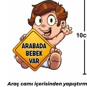 Resim Sb Store Arabada Bebek Var Sticker Etiket 2 ( Araç Camı Içerisinden Yapıştırılır ) ( 10CM ) 