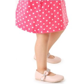 Resim Kiko Kids Cırtlı Kız Çocuk Taşlı Babet Ayakkabı 252 Cilt Pudra 001 