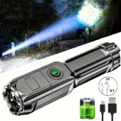 Resim Anyice Yüksek Güçlü Yakınlaştırılabilir LED El Feneri - USB Şarj Edilebilir, 1200mAh Pil, Kamp, Balıkçılık & Acil Durumlar İçin Mükemmel 