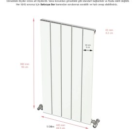 Resim Aeon Hestia Alüminyum Dikey Radyatör Panel 900 x 445 Beyaz 5 Dilim 