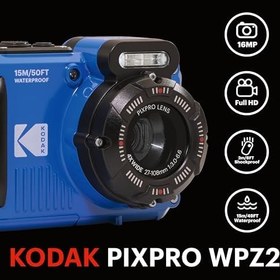 Resim KODAK PIXPRO WPZ2 15M Su Geçirmez Fotoğraf Makinesi - 16MP, 4x Optik Zoom, 1080P Full HD Video (Mavi) 