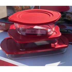 Resim Özbience Kırmızı Kapaklı Borcam Seti 3'lü, Dayanıklı ve Şık Mutfak Gereçleri 