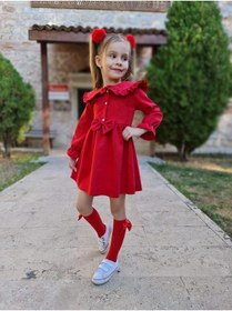 Resim Ysferbutik Kız Çocuk Kırmızı Elbise Çorap 