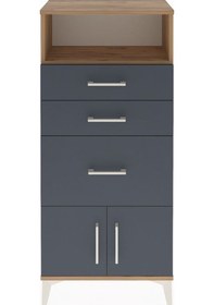 Resim Arges Dolap Tek Raflı 3 Çekmeceli 2 Kapaklı 60x30x134 Çam-antrasit Atlas Çam 