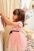 Resim penu baby kids Pembe Puantiye Detaylı Kısa Kol Kız Bebek Elbise 