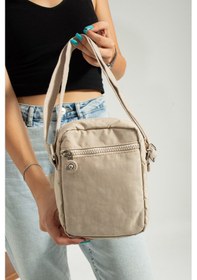 Resim Nemo Bags Krem Unisex Telefonluk, Cüzdan, Kartlık, Çapraz Askılı Omuz Çantası, 18x13cm Krem 