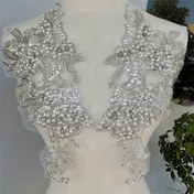 Resim 1 çift yeni tarz boncuklu dantel çiçekli gelinlik, bu beyaz çiçek yapıştırma gelin elbisesi boncuklu çiçek yapıştırma, giyim dantel aksesuarları 