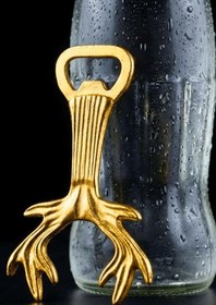 Resim FeyzaDesign Altın Geyik Temalı Metal Şişe ve Kapak Açacağı, Şık ve Kullanışlı Tasarım 