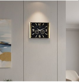 Resim Lüks Duvar Saati Barometreli Isı & Nem Ölçer Kabartma Rakamlı Duvar Saati 41.5x32cm Siyah - Altın 