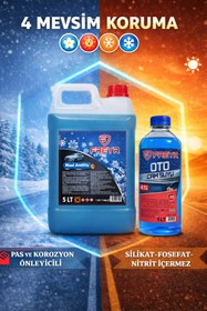 Resim FREYR 4 Mevsim -42°C Süper Mavi Antifriz 5 Lt + Antifrizli -25°C Cam Suyu 1 Lt Set 