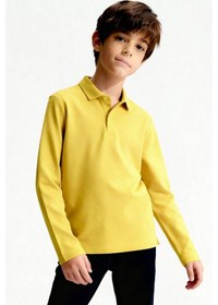 Resim Tommylife Sarı Polo Yaka Basic Uzun Kollu Erkek Çocuk T-shirt - 11170 SARI 