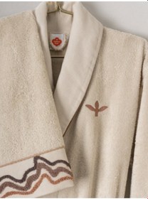 Resim Cottonbox Puff Nakışlı Aile Bornoz Seti Molende Bej-antrasit L-xl Antrasit 