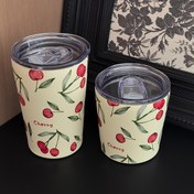 Resim 1 adet 280m/350ml Su Rengi Büyük Kırmızı Kiraz Desenli Çift Katmanlı Paslanmaz Çelik Termal İzolasyon Bardak, Kahve Fincanı, Su Bardağı, Çay Fincanı, Düz Tabanlı Bardak, Dış Mekan, Okul, Ev, Ofis için Uygun, Tatil Hediyeleri, Doğum Günü Hediyeleri, Sevgililer Günü, Anneler Günü, Okula Dönüş Mevsimi ve diğer tatil hediyeleri 