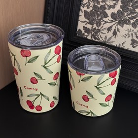 Resim 1 adet 280m/350ml Su Rengi Büyük Kırmızı Kiraz Desenli Çift Katmanlı Paslanmaz Çelik Termal İzolasyon Bardak, Kahve Fincanı, Su Bardağı, Çay Fincanı, Düz Tabanlı Bardak, Dış Mekan, Okul, Ev, Ofis için Uygun, Tatil Hediyeleri, Doğum Günü Hediyeleri, Sevgililer Günü, Anneler Günü, Okula Dönüş Mevsimi ve diğer tatil hediyeleri 