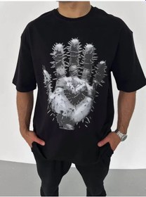 Resim Modi Green Grafik Baskılı Unisex Siyah Premium Dokuma Oversize Tişört 