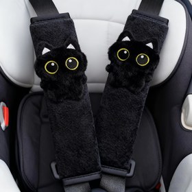 Resim 2 adet Yenilikçi Küçük Siyah Kedi Emniyet Kemeri Omuzlukları - Dayanıklı ve Sağlam Kumaştan Üretilmiştir - Yüksek Konfor Seviyesi - Çoğu Yaş Grubu ve Seyahat İçin Uygundur, İş, Günlük İş Gidiş Gelişleri İçin Mükemmeldir, Ergonomik Tasarıma Sahiptir 