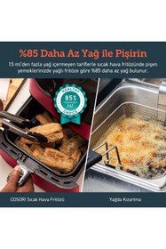 Resim COSORI Sıcak Hava Fritözü Xxl Yağsız, 5,5 Lt 1700 W Kırmızı 