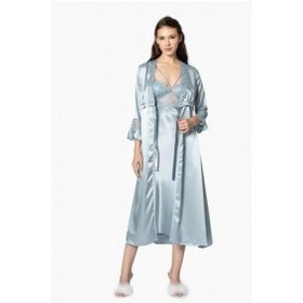 Resim Pierre Cardin 6'lı Saten Gecelik Sabahlık Çeyiz Seti 6010 Mist 001 