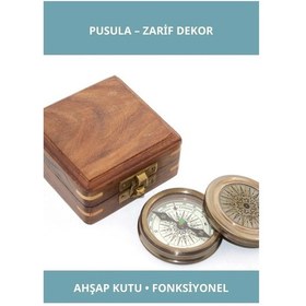 Resim Ahşap Kutulu Şık Pusula 10x4 Cm 1 Adet 