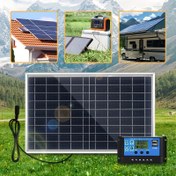 Resim 1 adet Araba Kullanıcı Güneş Paneli Kiti, 50A/60A/70A/100A Şarj Kontrol Cihazı ile, Mobil Şarj için USB Çıkışı, Kampçılık, Bahçe, Araçlar, Güvenlik Kameraları ve Acil Durum Güç Kaynağı için Uygun 