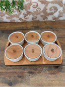 Resim Ahşap Tepsili Yuvarlak Kahvaltılık 6 Lı 