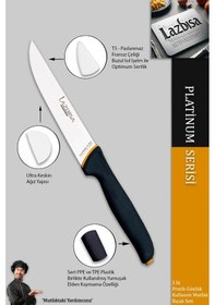 Resim Lazbisa MFT-369 Platinum Serisi Mutfak Bıçak Seti Et Ekmek Sebze Meyve Bıçağı 3 Lü Set Günlük Kullanım Siyah 