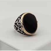 Resim Fkgümüş 925 Ayar Gümüş Siyah Oniks Oval Taşlı Erkek Yüzük 