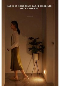 Resim Usb Şarjlı Akıllı Hareket Sensörlü Kablosuz Spot Led Lamba Işık 1 Adet Renkli 