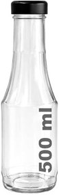 Resim Afracam 500 ml Şeffaf Sütun Cam Şişe Meşrubat, Meyve Suyu, Süt, Ayran, Su, Limonata Şişesi 500 cc Siyah Derin Metal Kapaklı Şişe 2 Adet 