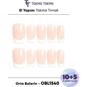 Resim 15'li Ten Rengi Orta Balerin Oblk1540fk Tekrar Kullanılabilir El Yapımı Protez Takma Tırnak M 