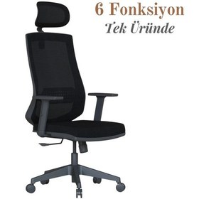 Resim Casella Sunset Fileli Yönetici Koltuğu Ofi S Koltuğu Ergonomik, Şık Ve Fonksiyonel Siyah 