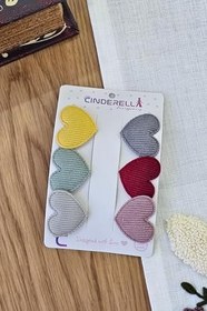 Resim 6'lı Kalpli Saçsız Bebek Tokası 3.5 cm - Az Saçlı Kız Bebek Toka Seti Çıtçıtlı Yenidoğan Tokası 
