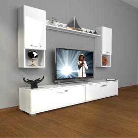 Resim Decoraktiv Eko 5da Mdf Std Tv Ünitesi Tv Sehpası Parlak Beyaz 