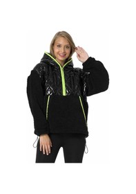 Resim WL333 Deri Detaylı Peluş Siyah Sweatshirt 