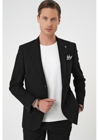 Resim Efor Slim Fit Kırlangıç Yaka Torba Cep Çift Yırtmaç Casual Siyah Ceket C 700 Siyah 