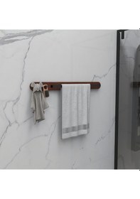 Resim Masif Detaylı Metal Havluluk Minimalist Duvar Askısı, Ceviz Masif Siyah 