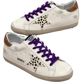 Resim Women's Sneakers Dalmatian Golden Goose Superstar Purple Lace-Up - Brown back ankle - Kadın Ayakkabı Mor Bağıcık Dalmaçya Yıldız 