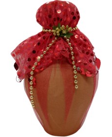 Resim YENİ HEDİYELİK DÜNYAM Kırmızı Parlak Desen Tüllü Süslü Kına Testisi 