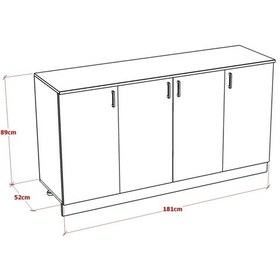Resim Leya Mutfak Dolabı Alt Modül 180 Cm Tezgah Dahil Beyaz 