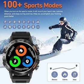 Resim LEMFO 3.3 cm (1.39 inç) HD 360 x 360 cm Bluetooth Aramalı Erkekler İçin Akıllı Saat, 123 Spor Modlu ve Kalp Atış Hızı Monitörlü Akıllı Saat, SpO2/Kan Basıncı, Android iOS için (2 Bileklik) 